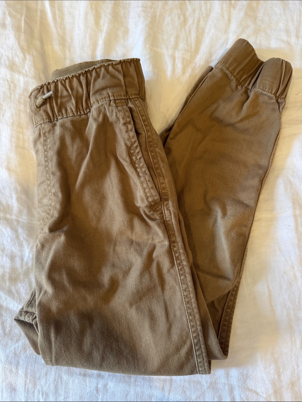 abercrombie kids Tan Elastic-Waist joggers